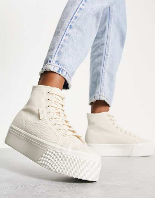 Superga 2705 Hi Top flatforms in beige canvas | ASOS