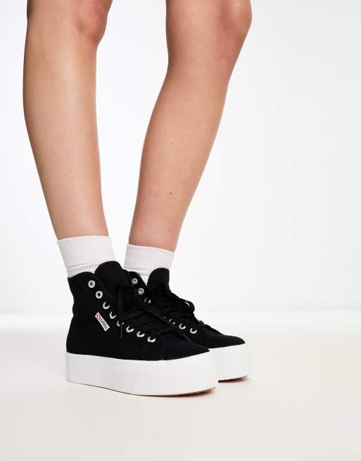 Superga black high hot sale top ankle boots