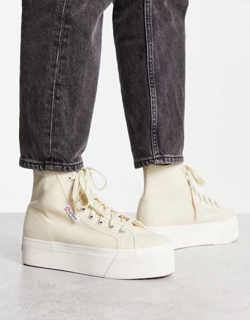 Superga white hot sale high tops