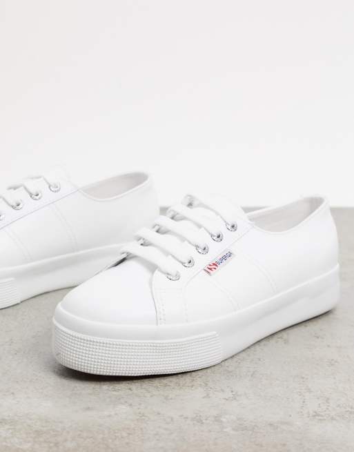 Superga shop cuir blanc