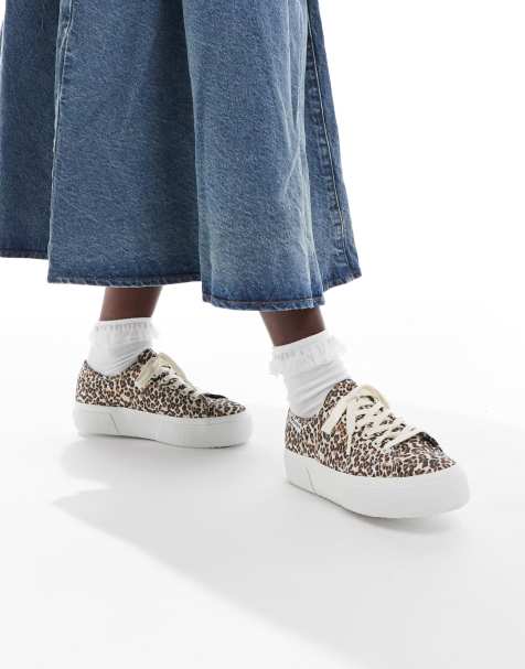 Superga 2740 leopard print trainer in tan - TAN - view 1