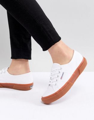 Superga 2750 Classic Canvas Sneakers In White With Gum Sole | ASOS