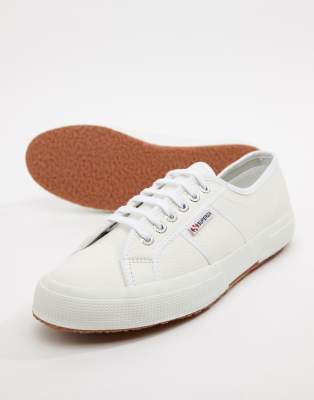 superga 2750 classic leather plimsolls in white