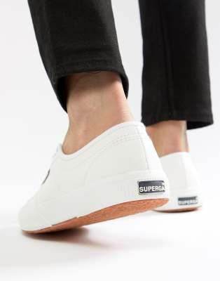 superga 2750 classic leather plimsolls in white