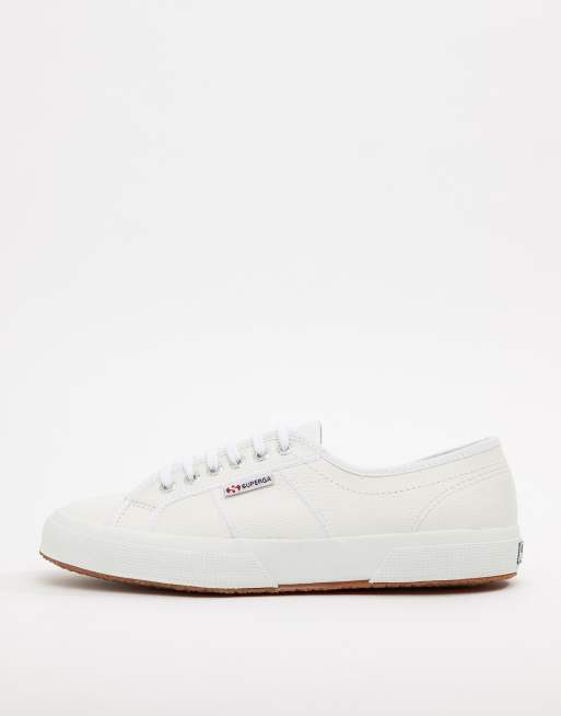 Superga 2750 classic sales leather plimsolls in white