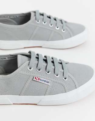 superga grey leather trainers