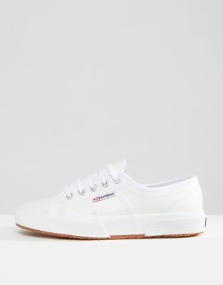 white leather superga trainers