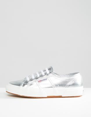 superga 2750 classic silver plimsoll trainers