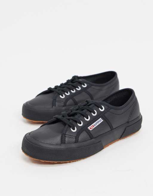 Superga in pelle shop nera