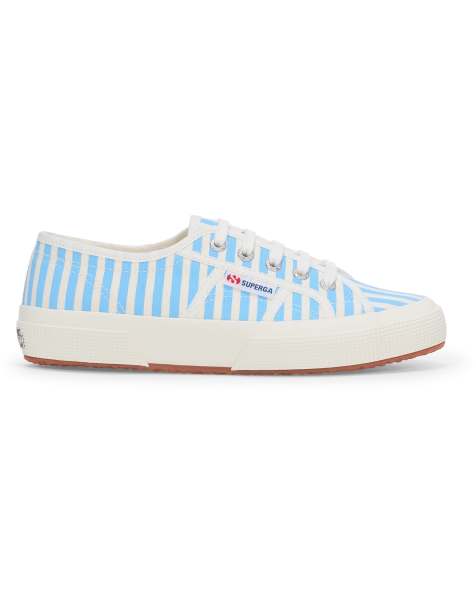 Superga 2750 stripes print shoe in light blue - view 1
