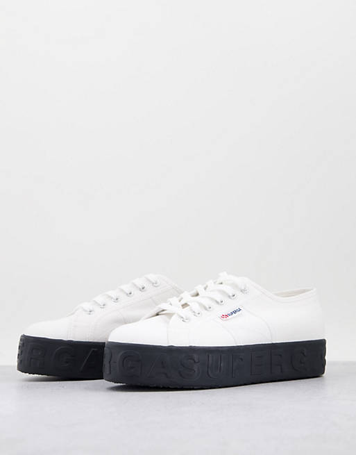 Superga 2790 3D Lettering flatform trainers in white