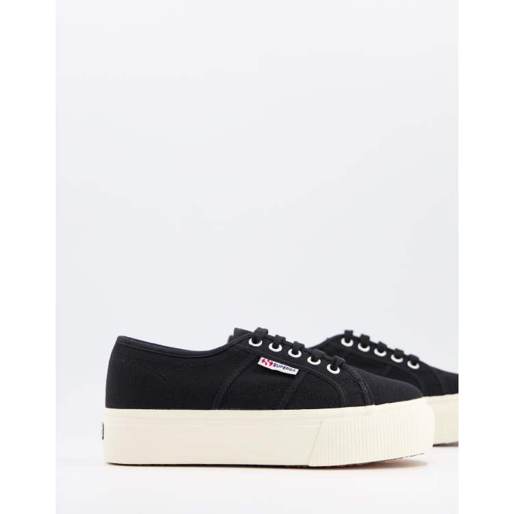 Superga 2790 acotw linea flatform lace up trainers in black ASOS