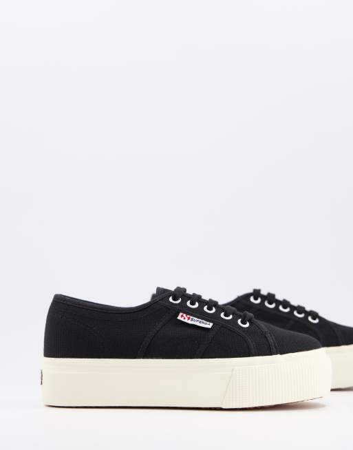 Superga black cheap suede flatforms