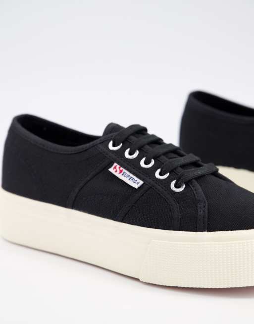 Superga 2790 linea flatform trainers best sale in black