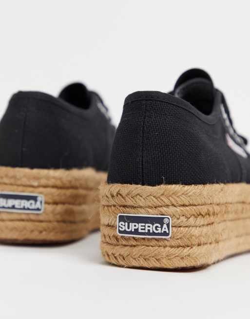 Superga 2790 Baskets a semelle plate forme style espadrilles Noir ASOS