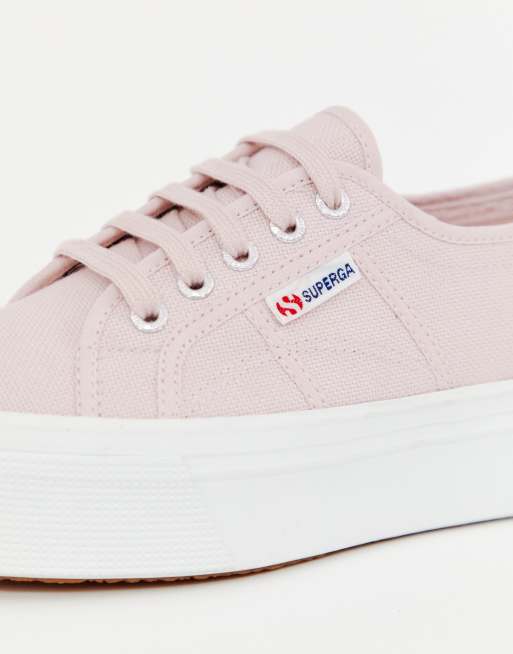 Superga 2790 Baskets avec paisse semelle blanche plateforme plate Rose