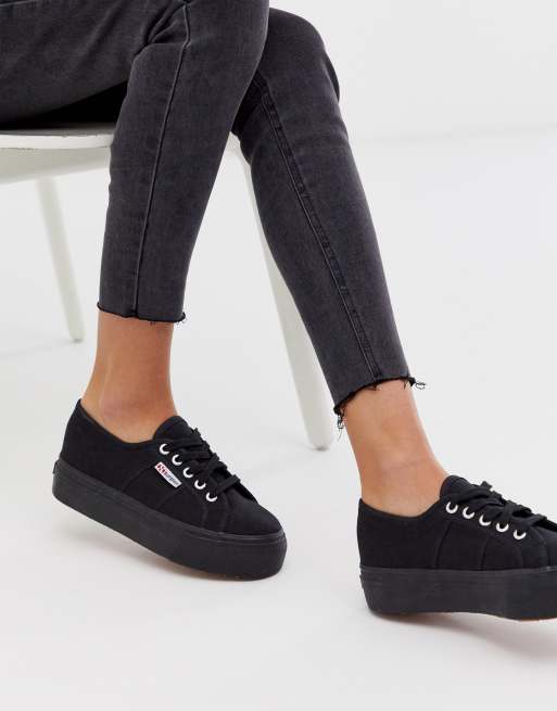 black flatform superga