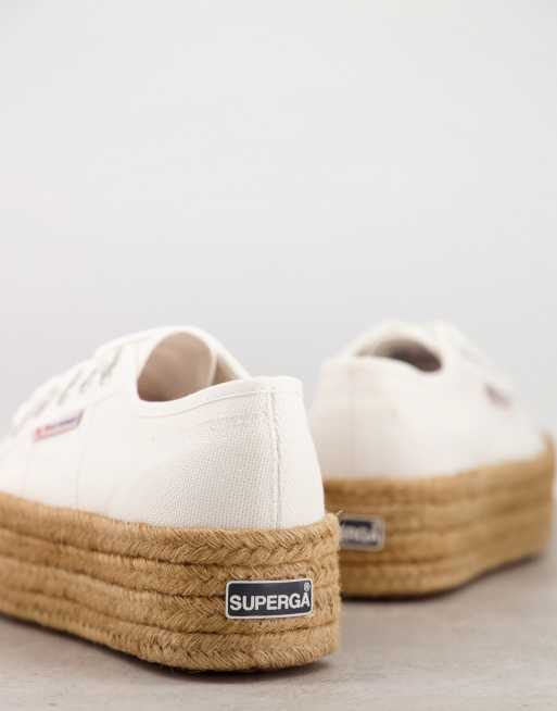 Superga 2790 espadrille store flatform trainers in white