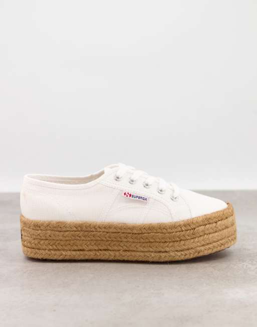 Superga platform nere suola bianca sale