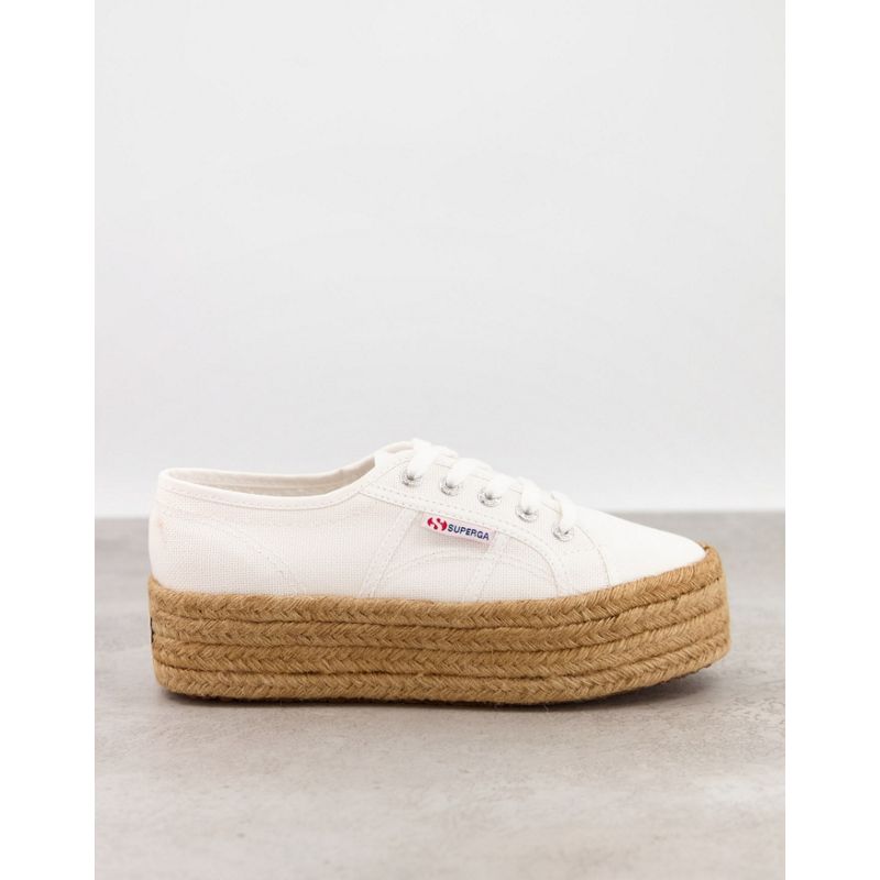 CytFc Donna Superga - 2790 Cotrope - Sneakers in tela bianca flatform stile espadrilles