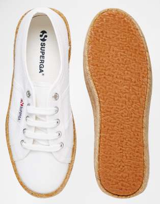 superga 2790 double sole flatform white espadrille trainers