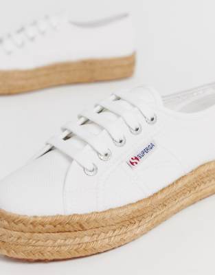 superga 2790 espadrille flatform sneakers in white