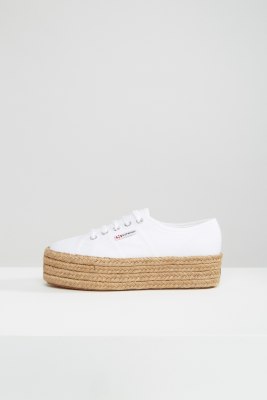 superga 2790 double sole flatform white espadrille trainers
