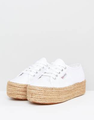 superga 2790 double sole flatform white espadrille trainers