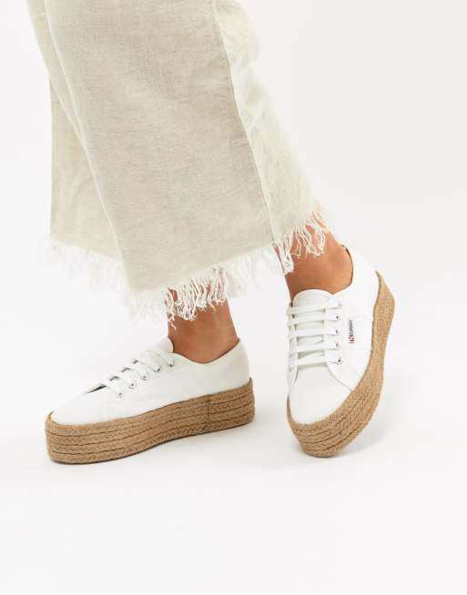 Superga 2790 espadrille store flatform trainers in white