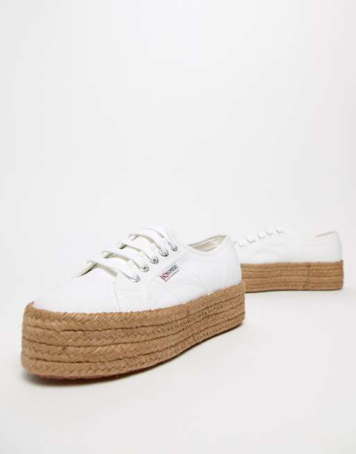 Superga 2790 espadrille shop flatform sneakers in white