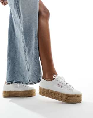 Superga - 2790 - Espadrille-Sneaker in Weiß mit flacher Plateausohle