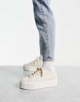 Superga 2790 flatform 4cm trainers in beige canvas ASOS