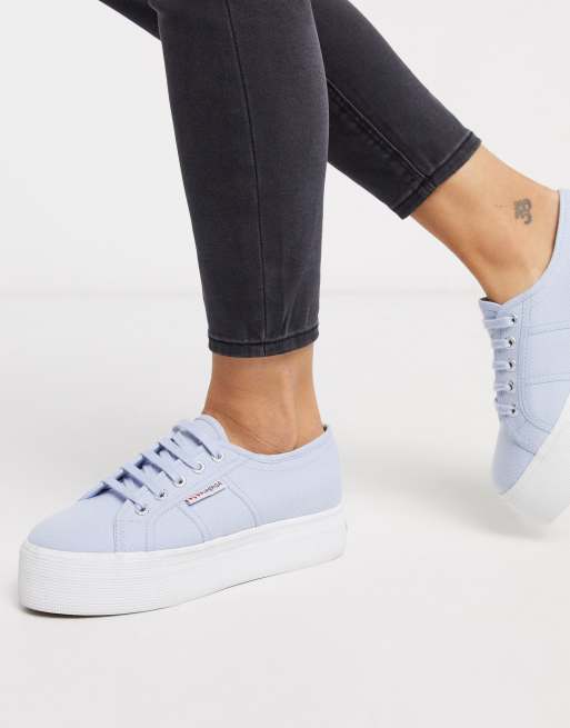 Blue cheap superga platform