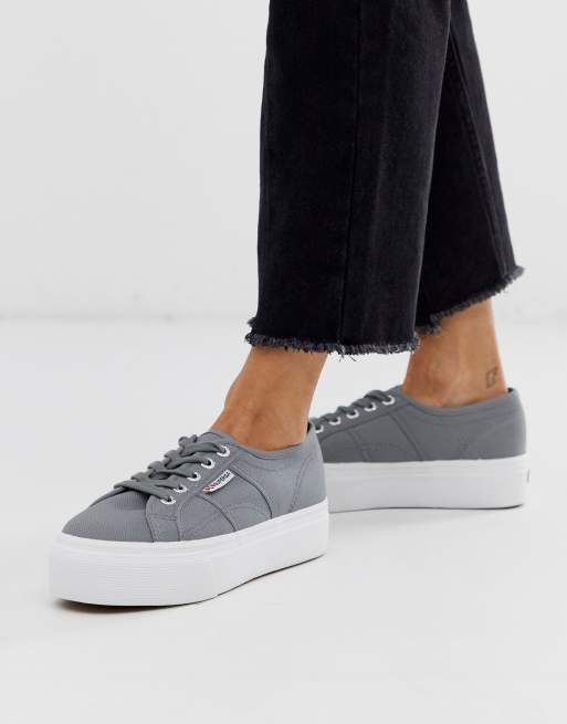 Superga 2790 flatform 4cm trainers in grey ASOS