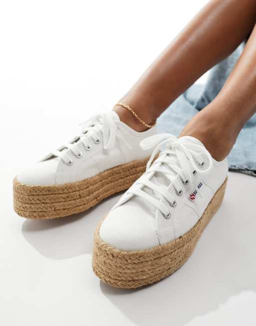 Superga 2790 espadrille store flatform trainers in white