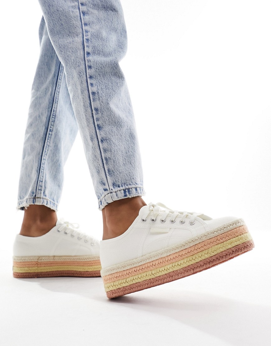Superga 2790 flatform rope sole trainers in white