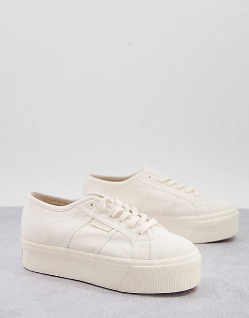 tunnel Lure Rudely Superga 2790 flatform sneakers in off white canvas - WHITE | ASOS