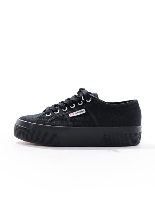 Superga 2790 flatform trainers in black canvas