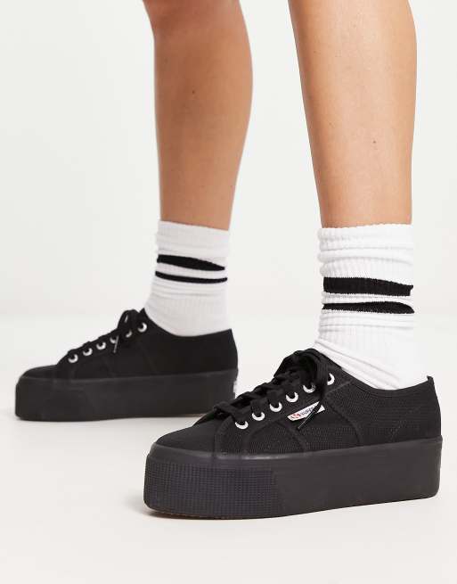 Superga store black flatforms