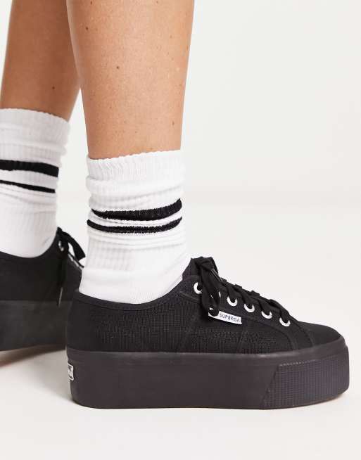 Superga sales black flatforms