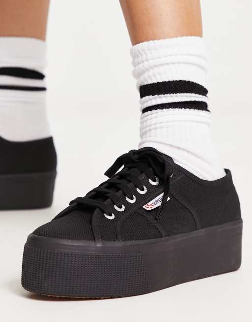 Superga black sale platform shoes