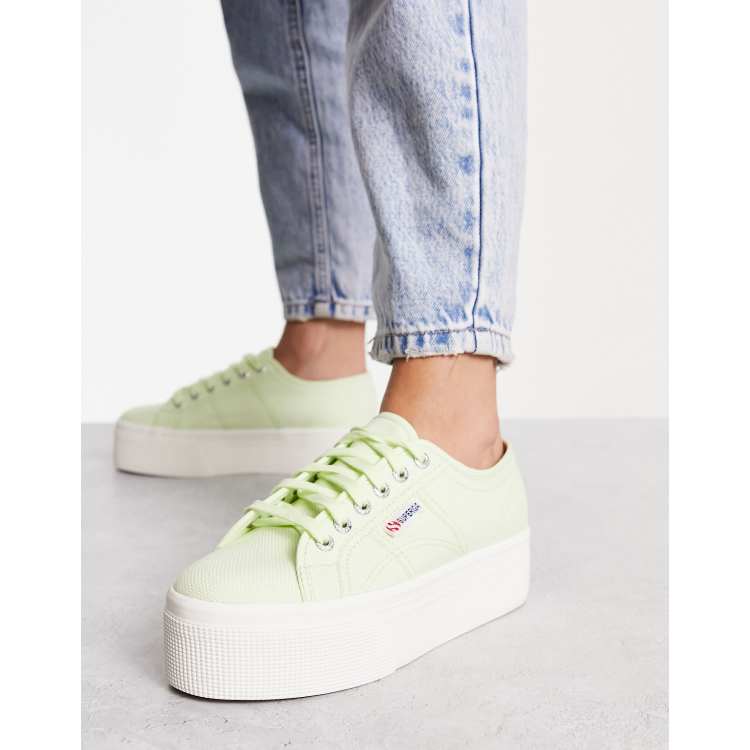 Superga 2790 flatform trainers in green primrose