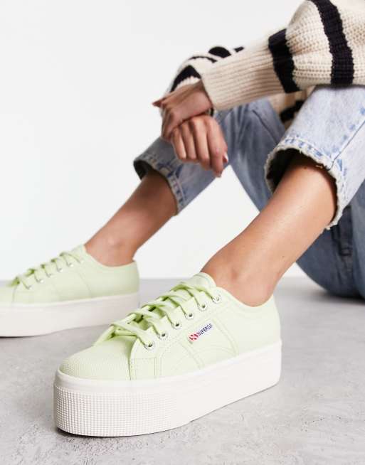 Superga 2790 flatform trainers in green primrose ASOS