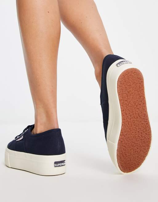 Superga navy shop platform sneakers