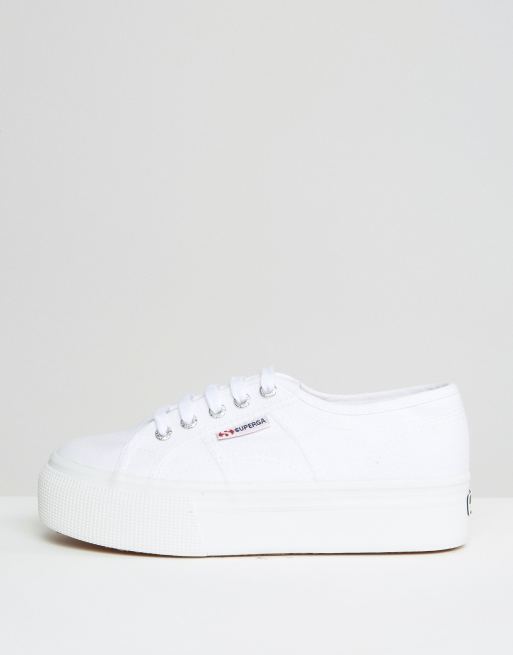 Superga 2790 Flatform Trainers In White, 2 of 4