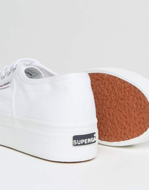 Superga 2790 Flatform Trainers In White, 4 of 4