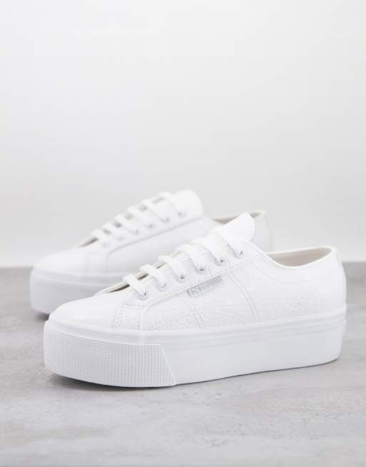 Superga white shop 2790 flatform trainers