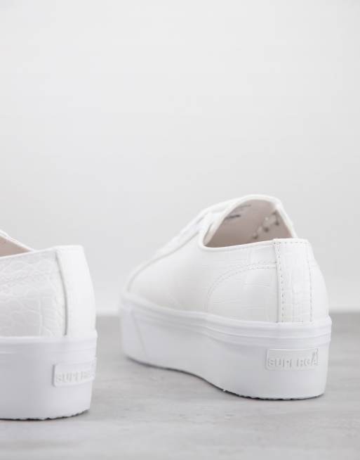 White leather superga discount platform