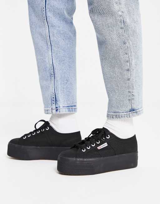 Superga cheap noir plateforme