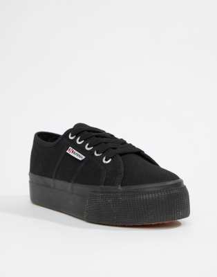superga 2790 linea flatform trainers in black
